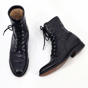 Men's Justin 506 Black Leather Lace Up Roper Boots